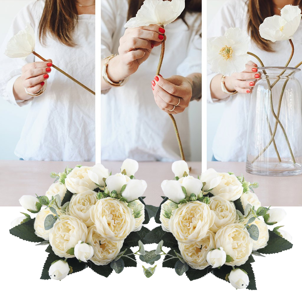Bouquet di fiori artificiali di seta con peonie e rose - Ozerty