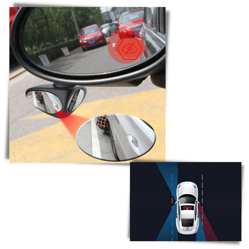 Specchietto retrovisore per auto a 2 lati girevole per punti ciechi - Ozerty