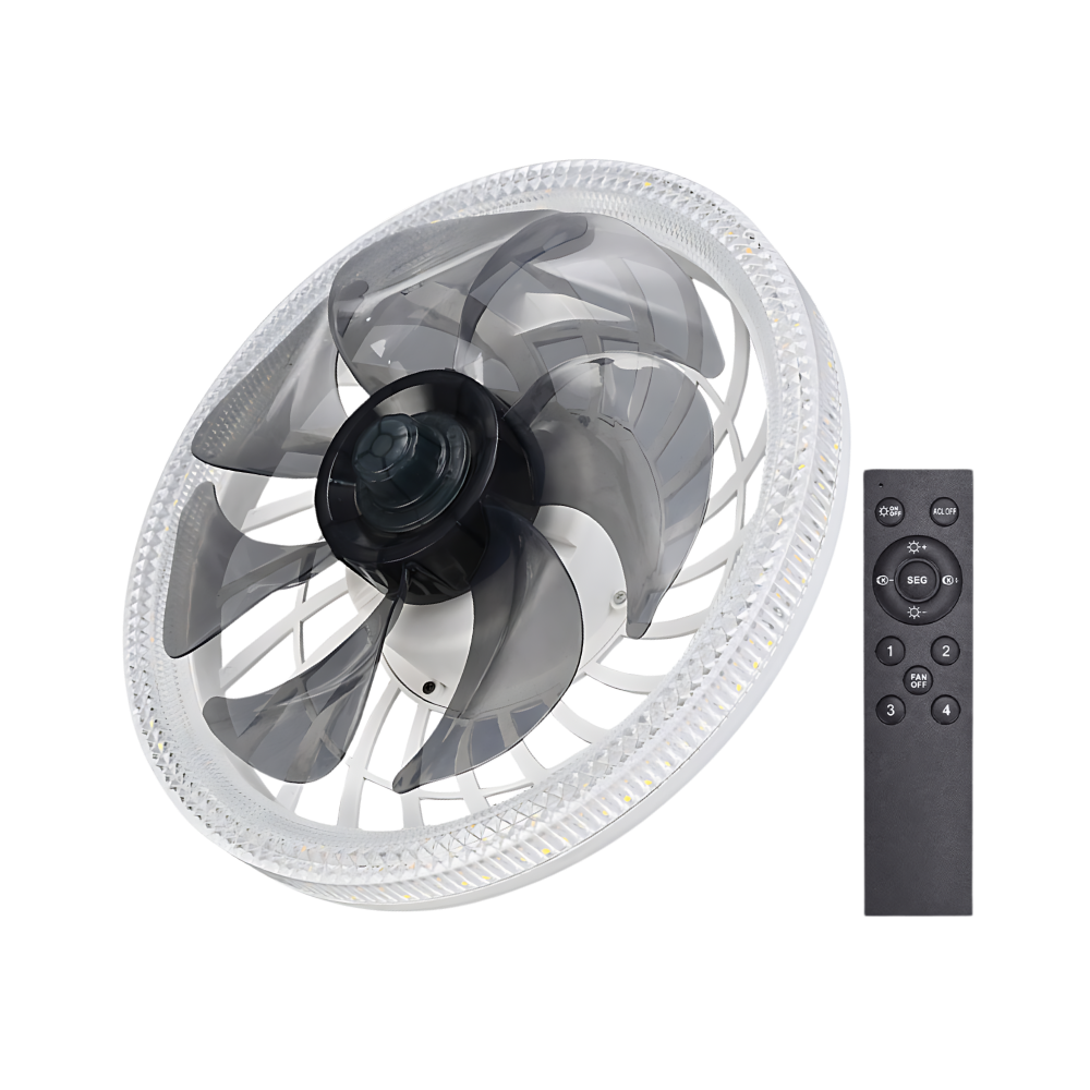 Ventilatore da soffitto estetico con luce e telecomando -Nero - Ozerty