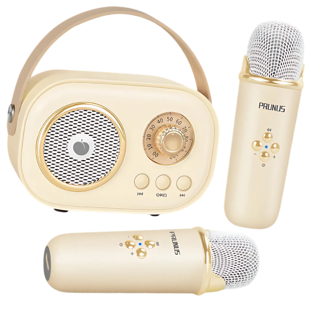 Mini Karaoke Bluetooth a Doppio Microfono per Bambini -Beige  - Ozerty