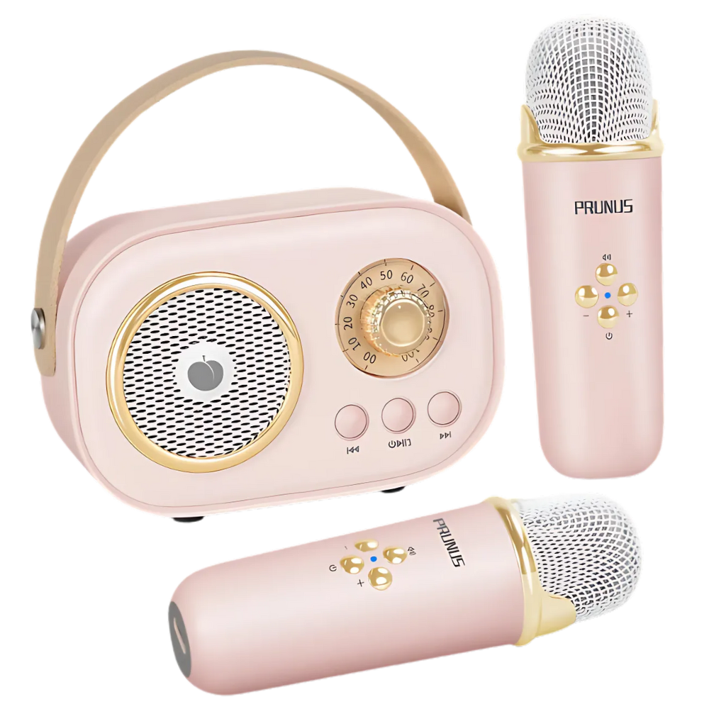 Mini Karaoke Bluetooth a Doppio Microfono per Bambini -Rosa - Ozerty