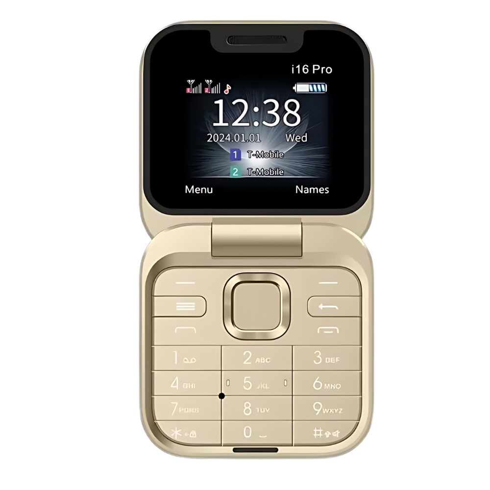 Telefono cellulare pieghevole Dual Sim piccolo  -I16 Pro/Oro - Ozerty