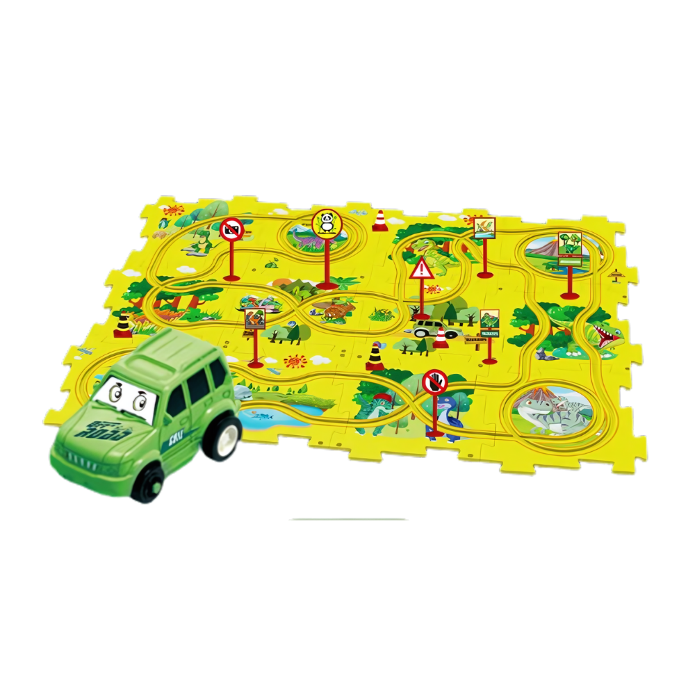 Set di piste educative per auto elettriche -Dinosauro/25 Pezzi - Ozerty