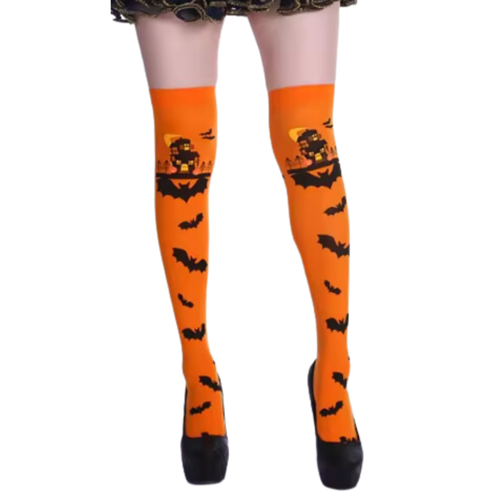 Calze Compressori con Design Festivi per Halloween -Pipistrello d'ambra - Ozerty