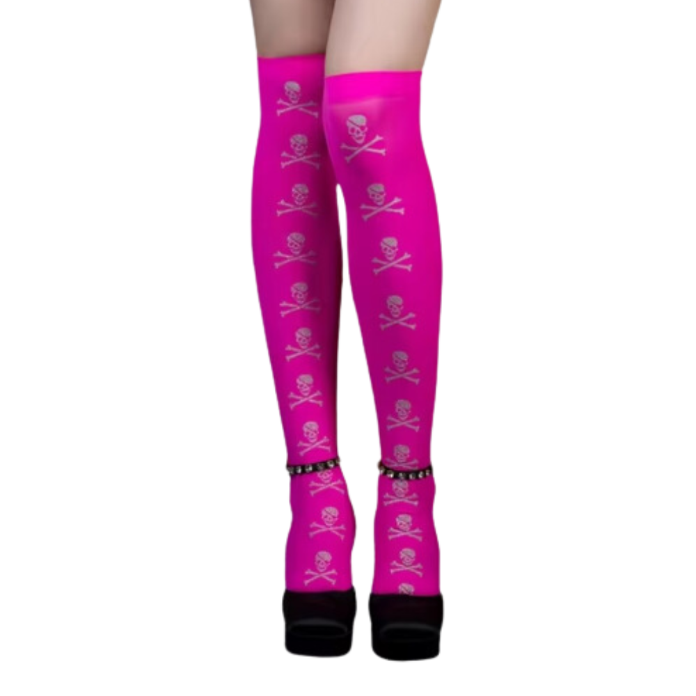 Calze Compressori con Design Festivi per Halloween -Scheletro rosa - Ozerty