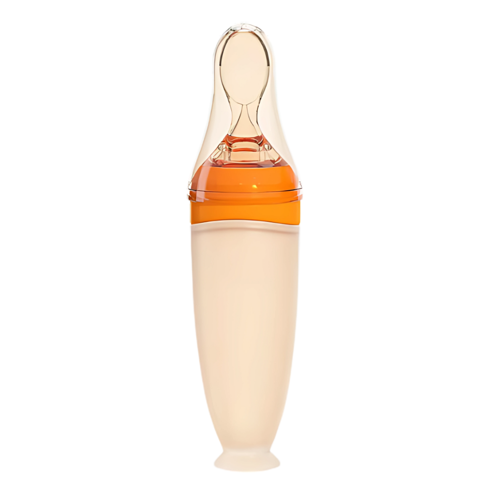 Biberon anti-perdita con cucchiaio in silicone -Arancione - Ozerty