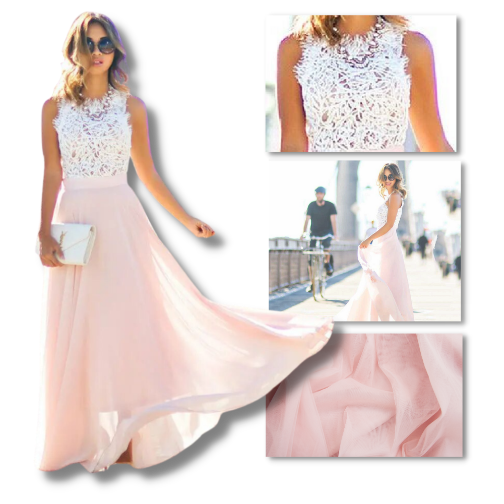 Abito in chiffon con pizzo dallo stile prairie chic - Ozerty