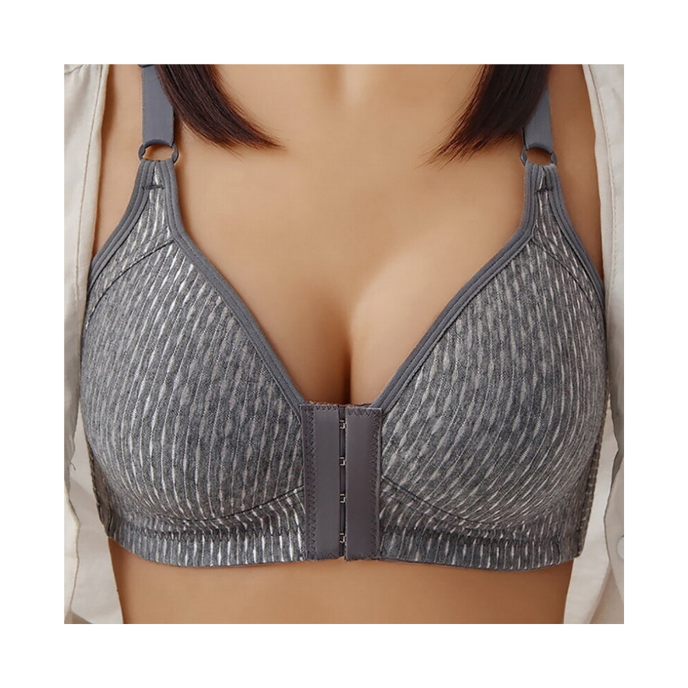 Reggiseno push up senza fili per taglie forti -Cotone piqué grigio - Ozerty