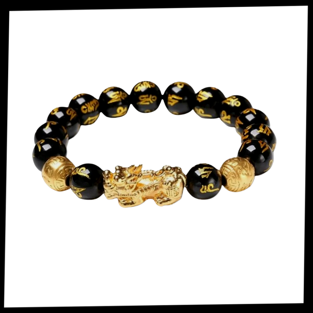 Bracciale in ossidiana nero e oro - Ozerty