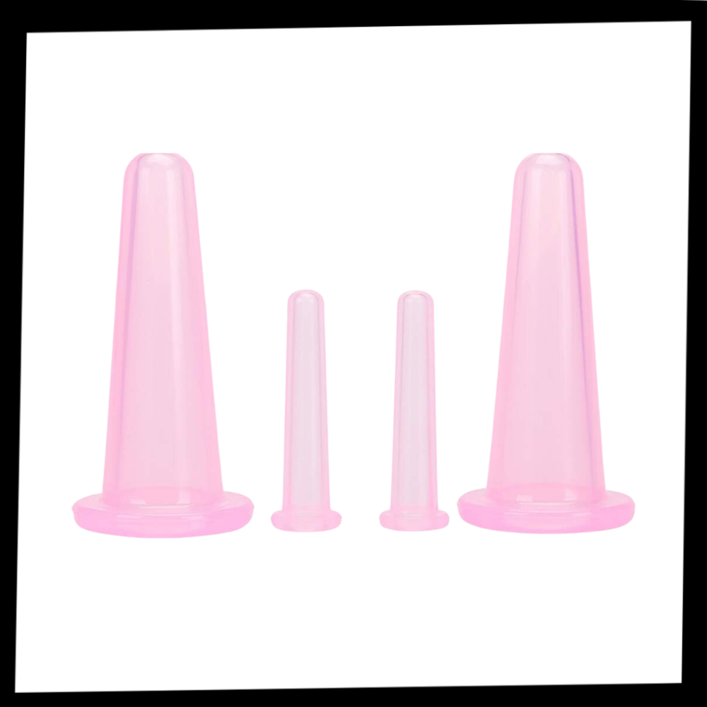 4 coppette in silicone per coppettazione per massaggio facciale - Ozerty