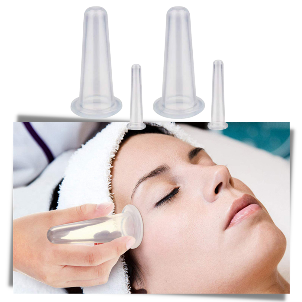 4 coppette in silicone per coppettazione per massaggio facciale - Ozerty