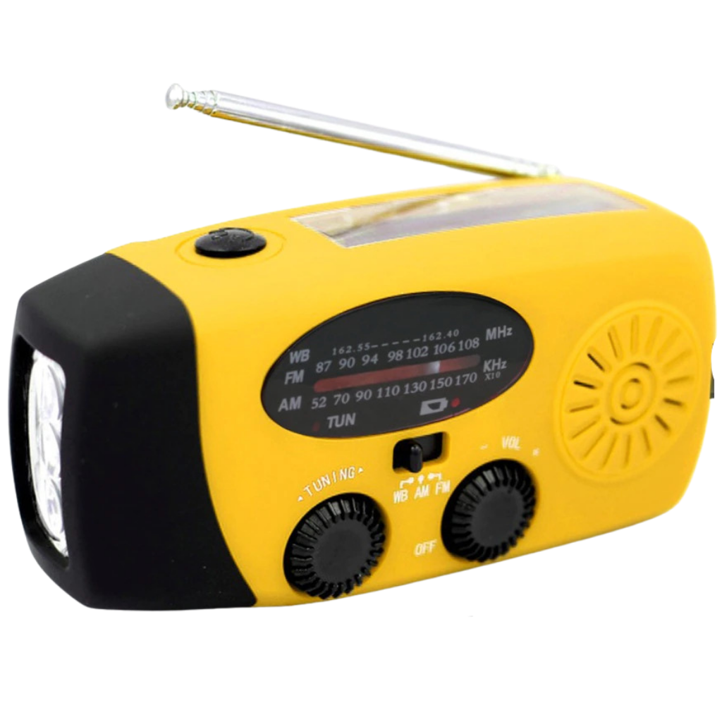 Emergency radio with multifunctional dynamo