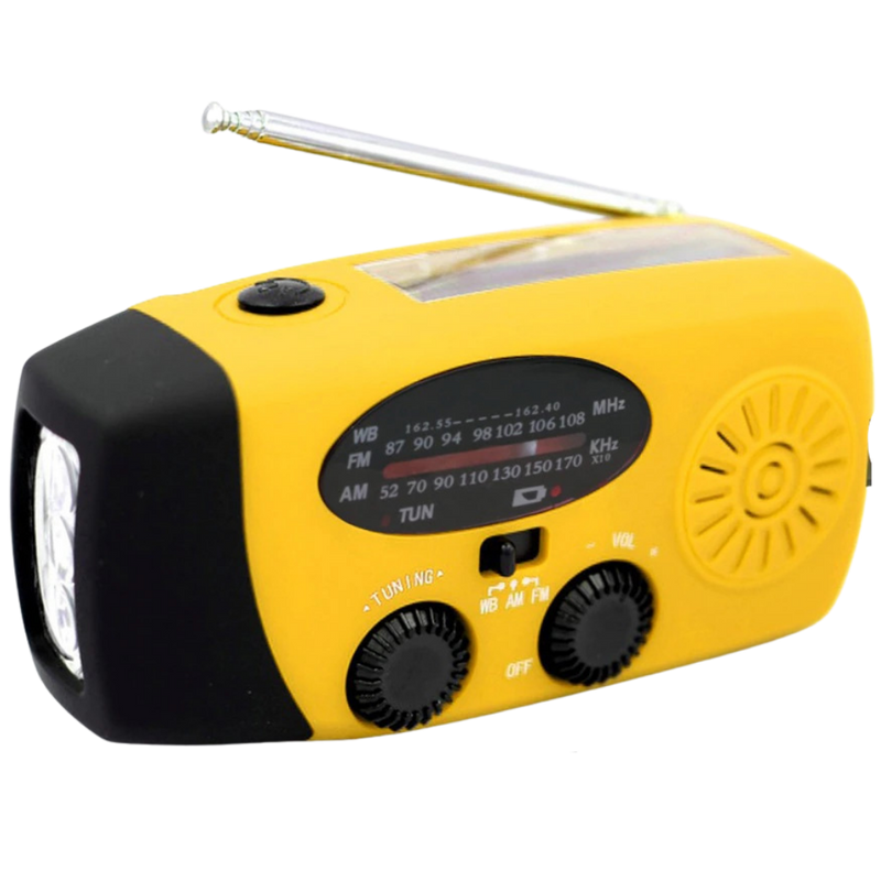 Emergency radio with multifunctional dynamo