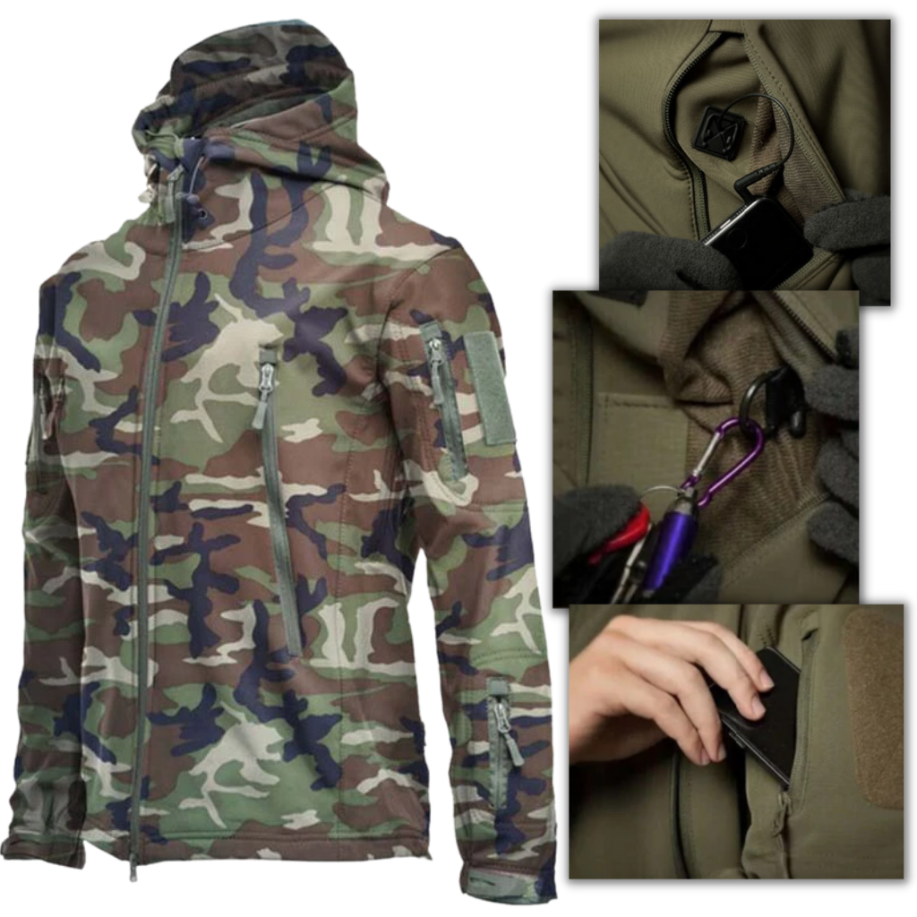 Giacca Tattica Militare Uomo Con Cappuccio – Mimetica Leggera, Nylon, Zip – S-3XL - 3
