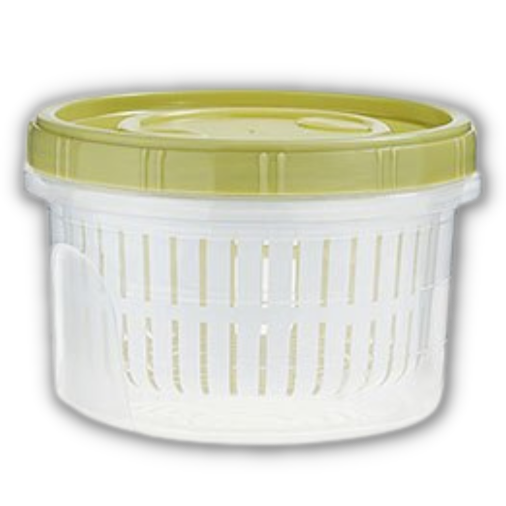 Stackable food container with colander