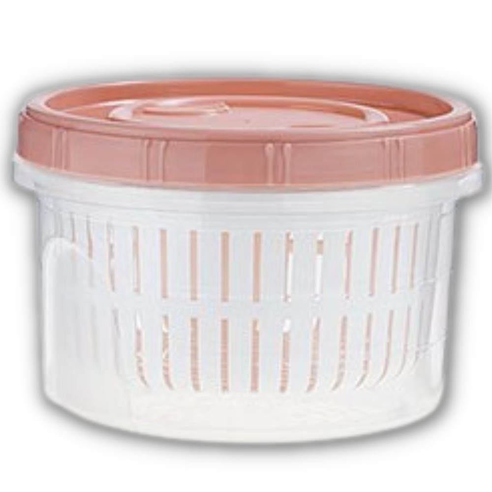 Stackable food container with colander