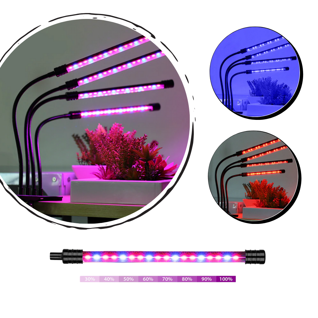 Luce da coltivazione interna a 4 teste LED USB - Ozerty