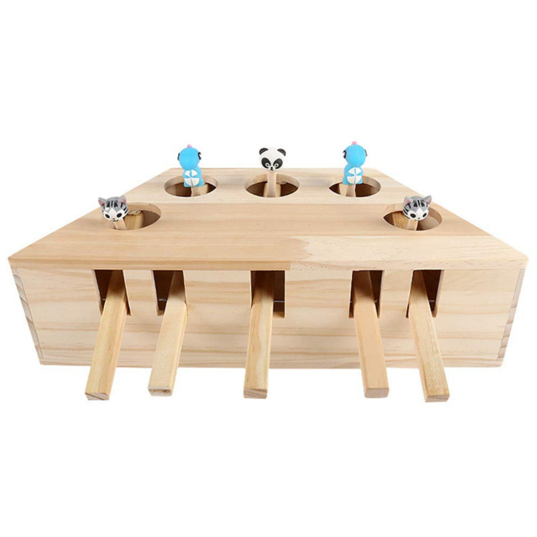Giocattolo di legno interattivo per gatti con 5 buchi - Ozerty