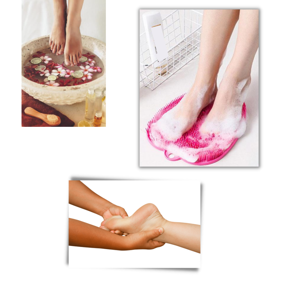 Massaggiatore per piedi da doccia e tappetino detergente - Ozerty