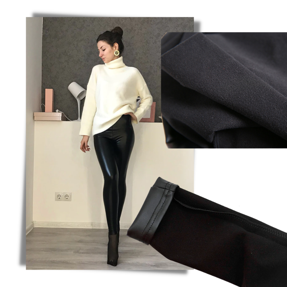 Pantaloni in ecopelle a vita alta - Ozerty