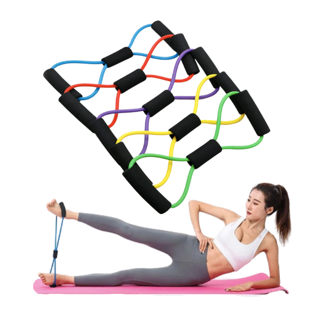 Fascia elastica di resistenza fitness con maniglie e 8 forme - Ozerty