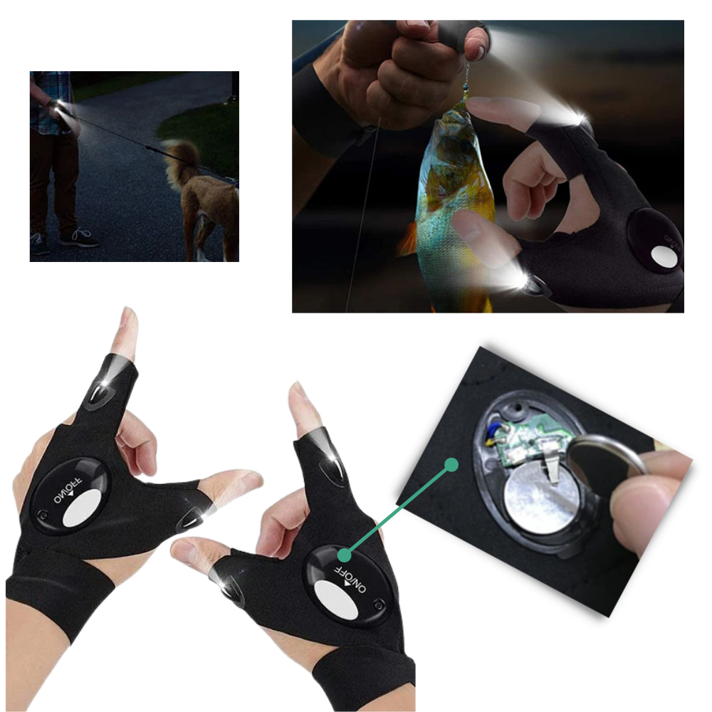 Paio di guanti a LED con luci impermeabili - Ozerty