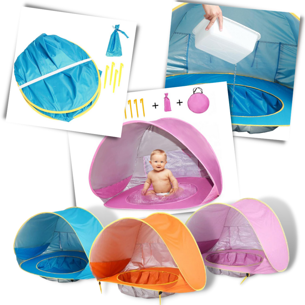 Tenda da spiaggia portatile per bambini con mini piscina - Ozerty